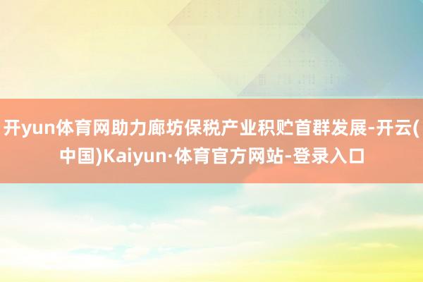 开yun体育网助力廊坊保税产业积贮首群发展-开云(中国)Kaiyun·体育官方网站-登录入口