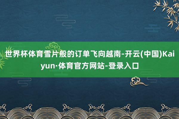 世界杯体育雪片般的订单飞向越南-开云(中国)Kaiyun·体育官方网站-登录入口